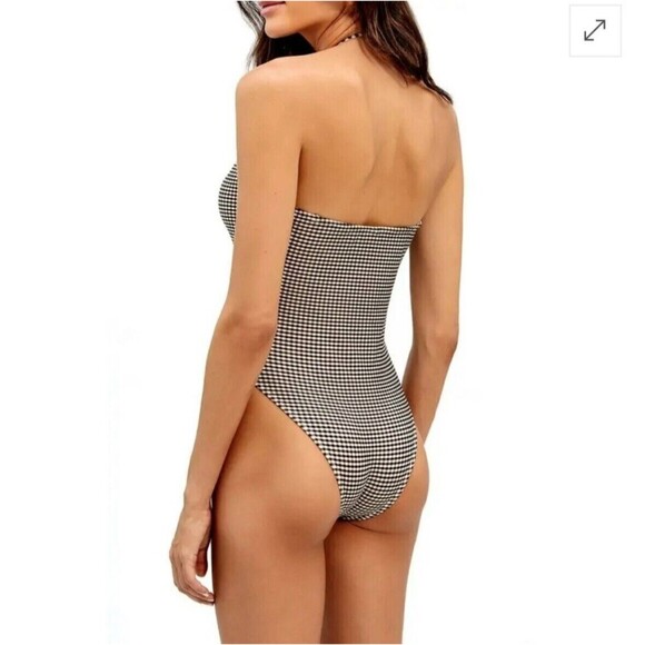 VIX Paula Hermanny womens Lupita One Piece Swimsuit size Small Black Check $248 - Picture 4 of 12